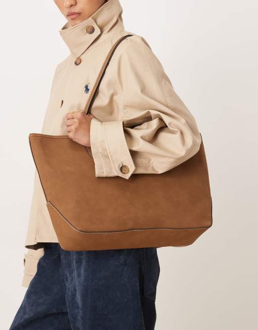 Accessorize - Gyldenbrun tote-taske i nubuck-læder, 2 af 4