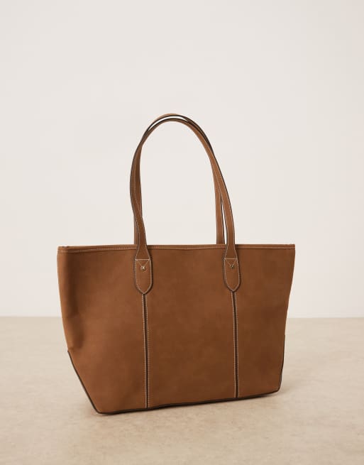 Accessorize - Gyldenbrun tote-taske i nubuck-læder, 4 af 4