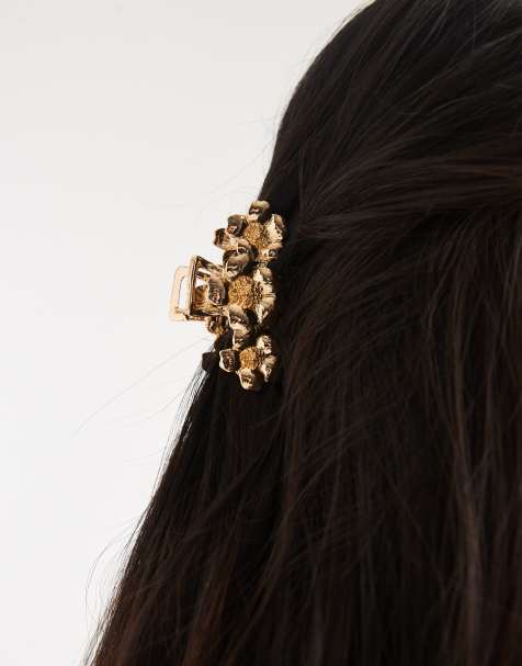 Accessorize – Haarklammer aus goldfarbenem Metall mit Blumendesign - view 1