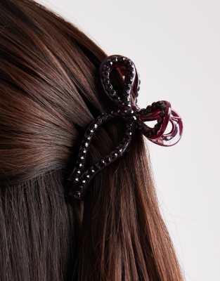 Accessorize - Haarklammer in Burgunderrot mit Schleifen-Design und Schmucksteinen