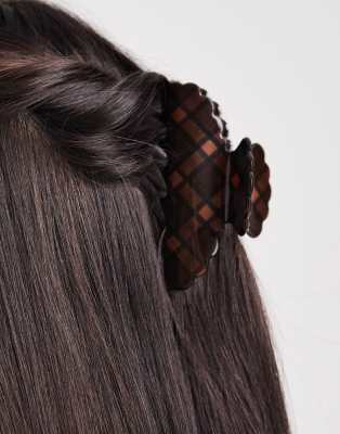 Accessorize - Haarklammer in Schwarz mit Karomuster und Bogenkante