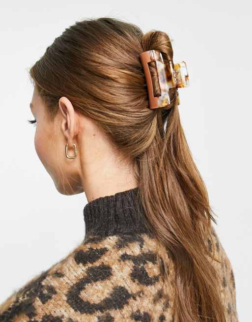 Accessorize - Haarklem in bruin met contrasterend tortoise 