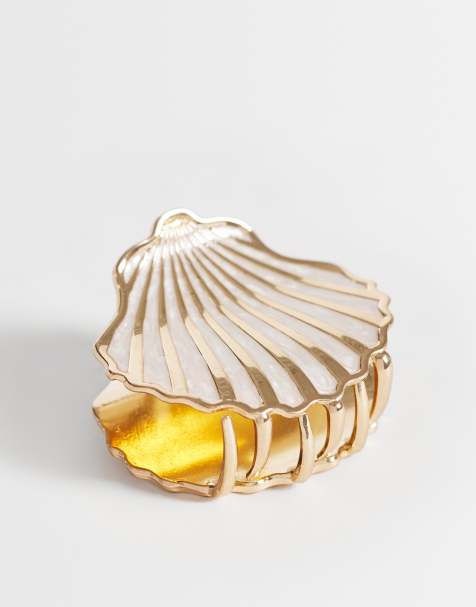 Accessorize - Haarklem van metaal met schelp in goud - view 1