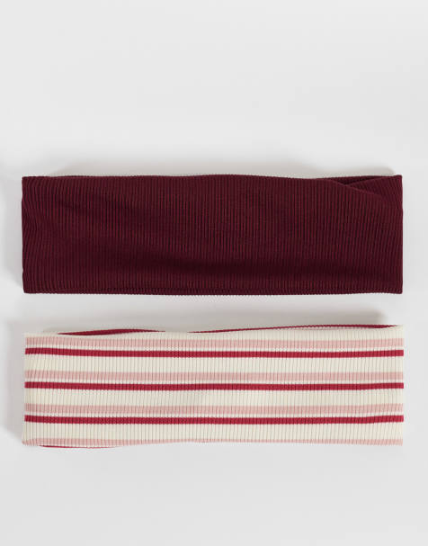 Accessorize – Haarreifen in Burgunderrot und gestreift, 2er-Pack - view 1