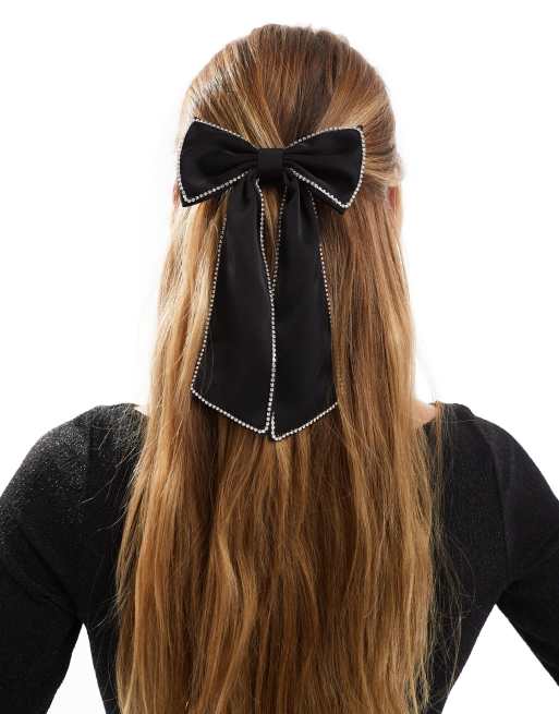 Accessorize – Haarschleife in Schwarz mit Schmucksteinborte in Silber