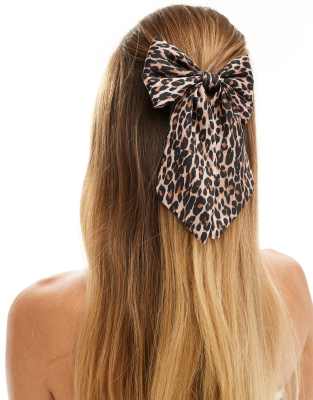 Accessorize Accessorize hair bow in leopard print-Multi