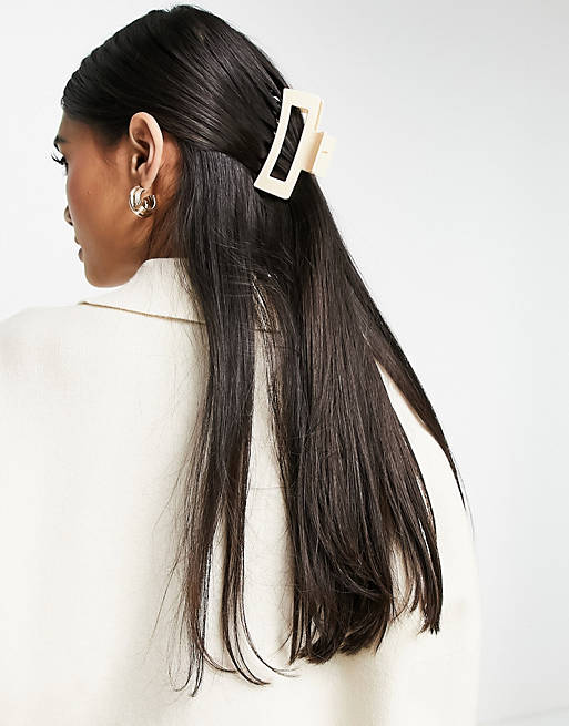 Accessorize hair clip claw in rectangle shape in cream | ASOS