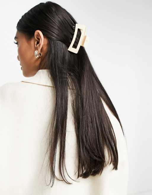 Accessorize hair clip claw in rectangle shape in cream | ASOS