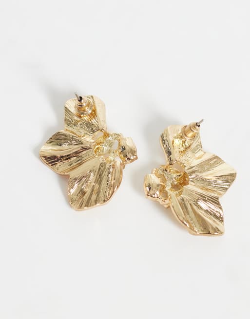 Accessorize half dia flower earings in gold, 4 of 4