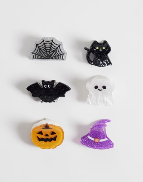 Accessorize Halloween pack of 6 mini claw clips in multi - view 1