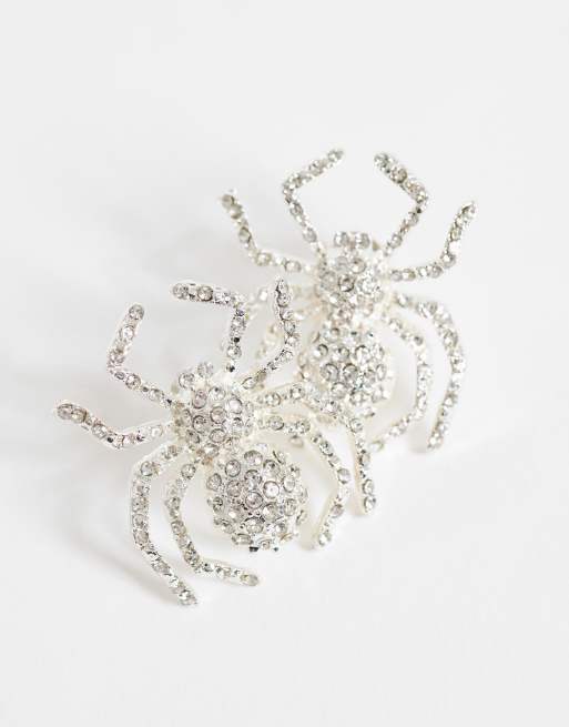Accessorize Halloween sparkle spider earrings in silver, 4 of 4