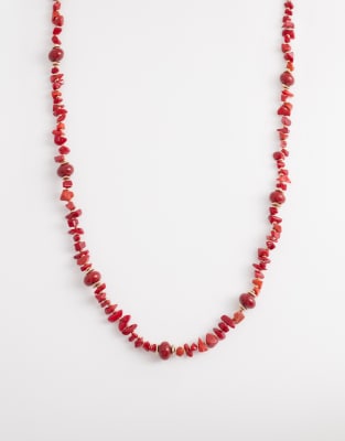 Accessorize - Halskette mit rotem Steinsplittern-Goldfarben