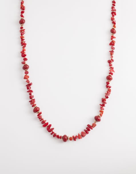 Accessorize – Halskette mit rotem Steinsplittern - view 1