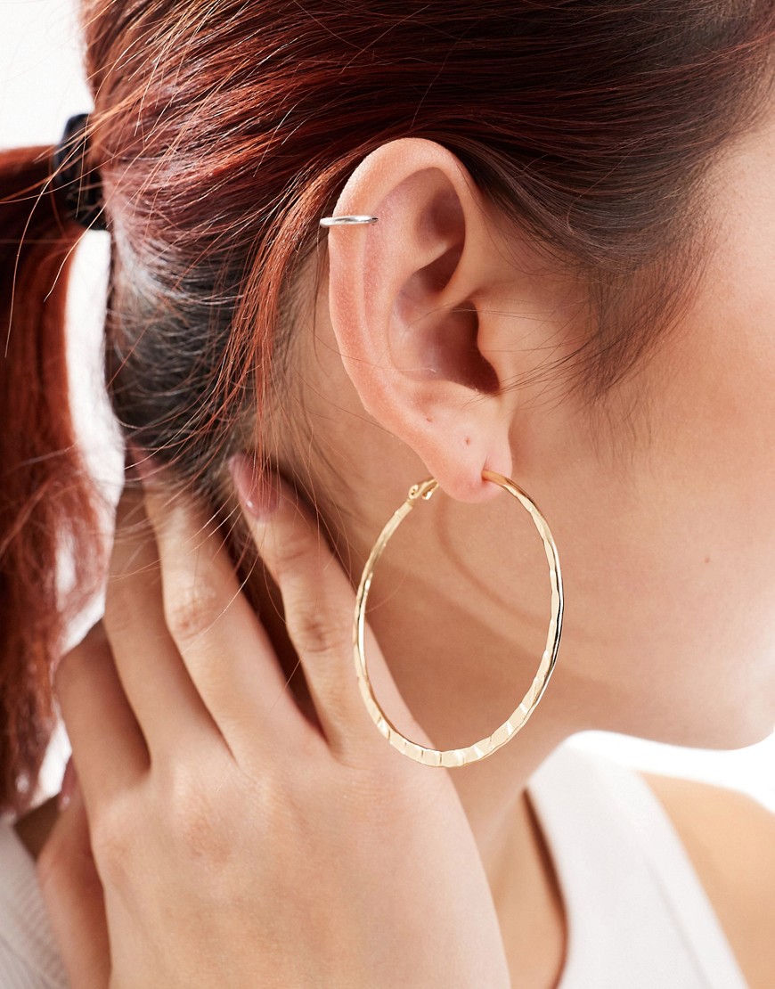 Accessorize hammered large hoop earrings in gold