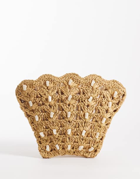 Accessorize – Handgelenktasche in Beige mit Kunstperlen-Muschel-Design - view 1