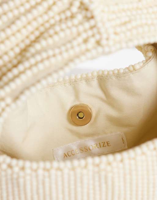 Accessorize – Handtasche in Buttergelb mit Perlenbesatz, 4 von 4