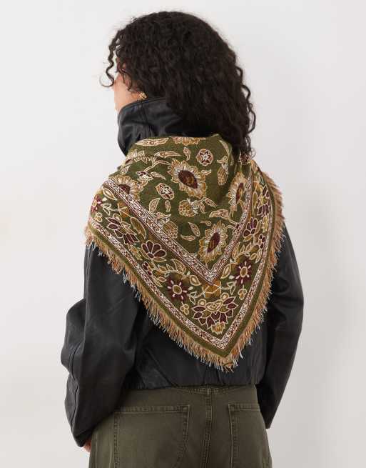 Accessorize hansa large triangle scarf in greens, 2 of 3