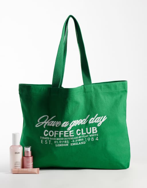 Accessorize have a good day shopper tote in green, 2 of 4