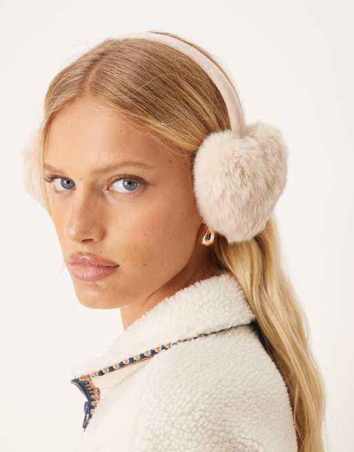 Accessorize heart fur earmuff in white, 3 of 3