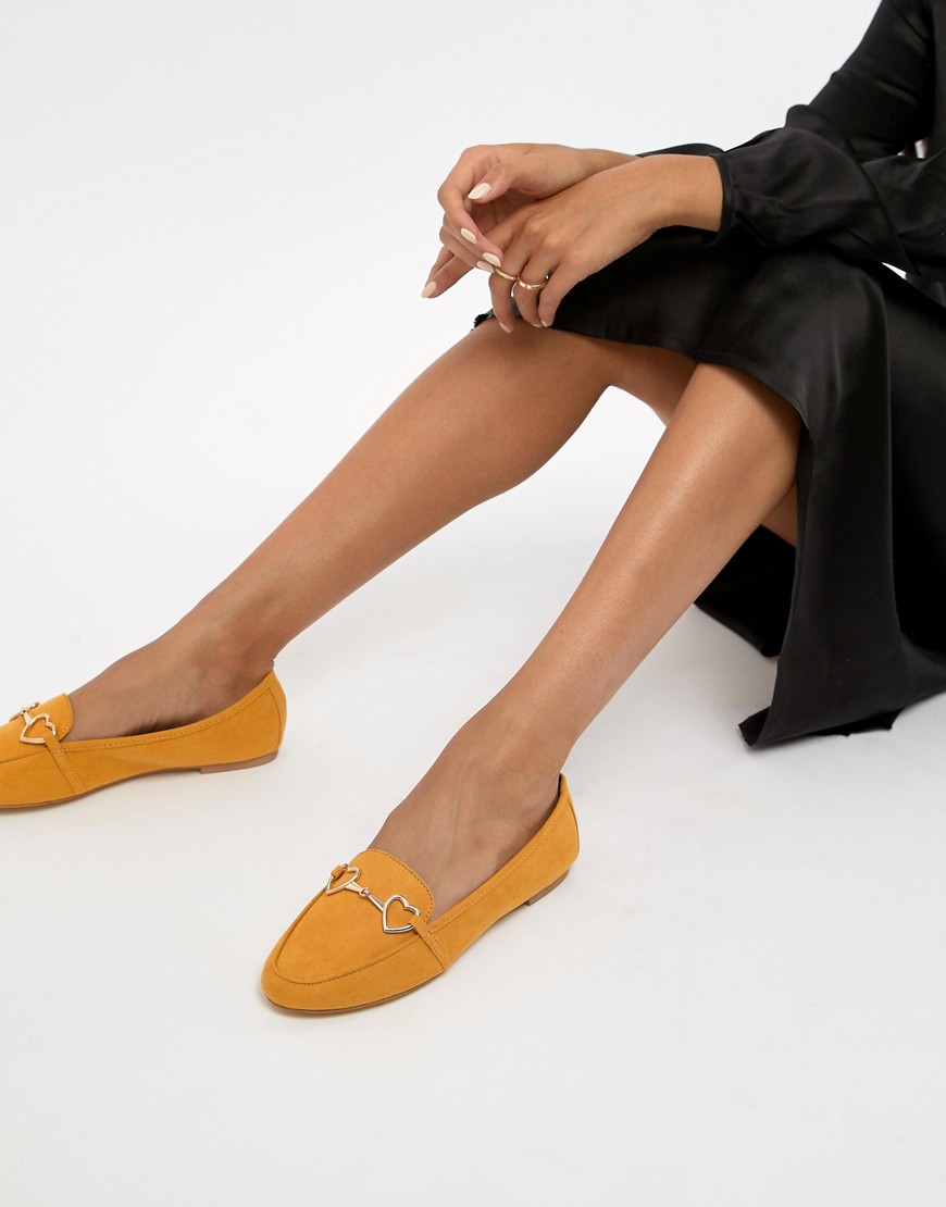 Accessorize heart trim loafer in mustard-Yellow