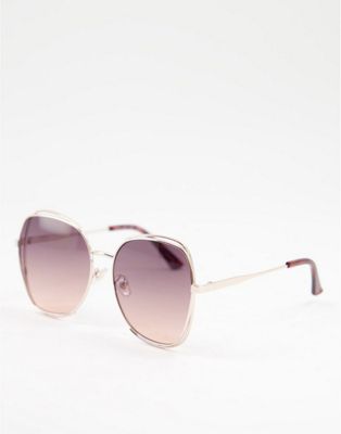 Accessorize hexagonal sunglasses with ombre lens and gold frames - ASOS Price Checker