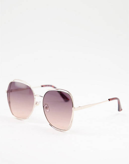 Accessorize hexagonal sunglasses with ombre lens and gold frames