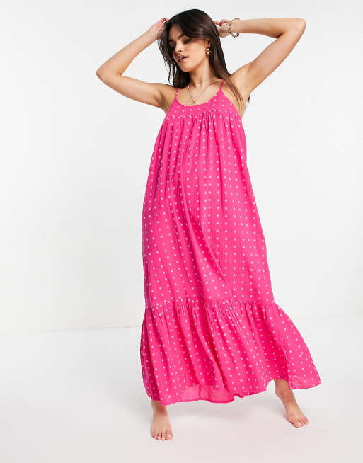 Accessorize high neck beach maxi dress in pink ASOS
