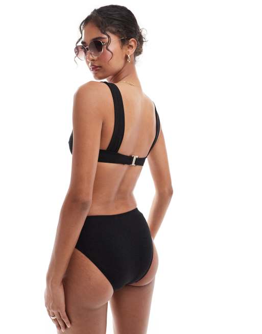 Accessorize high waist bikini glitter bottom in black ASOS