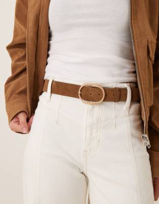 Accessorize - Hochwertiger, strukturierter Gürtel in Braun mit Schnalle-Brown