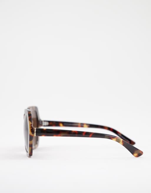 Accessorize Hope hexagonal sunglasses in tortoiseshell, 2 of 4