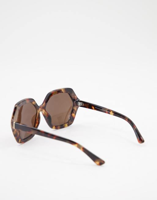 Accessorize Hope hexagonal sunglasses in tortoiseshell, 4 of 4