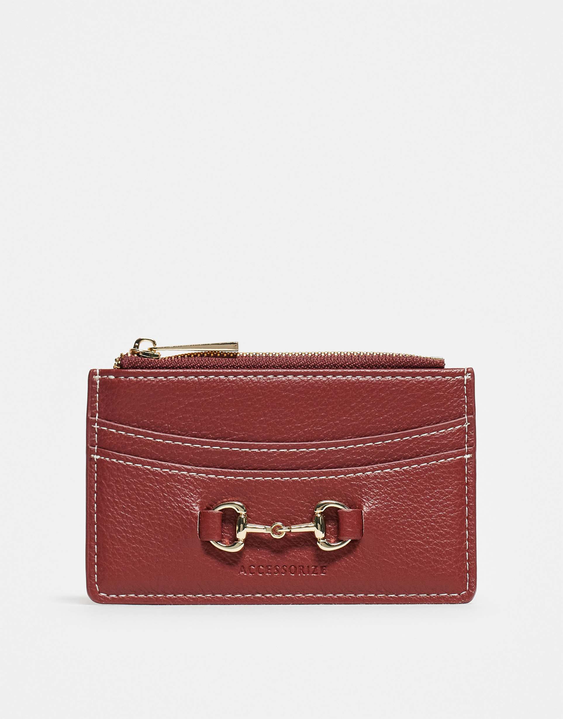 accessorize horsebit cardholder wallet in burgundy