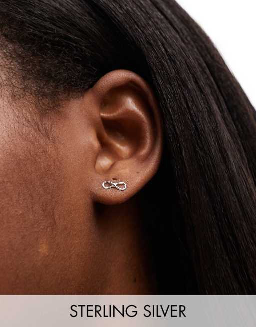 Accessorize - Infinity - Orecchini a bottone in argento sterling