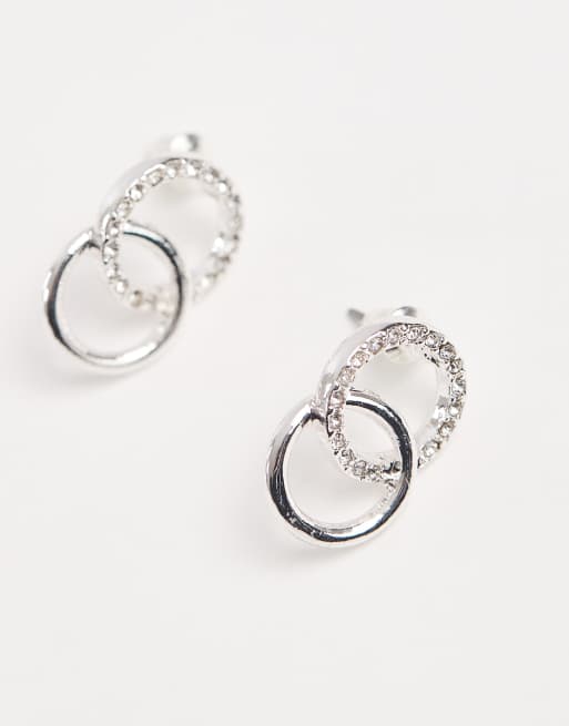 Accessorize infinity pave mini drop earrings in silver, 2 of 3