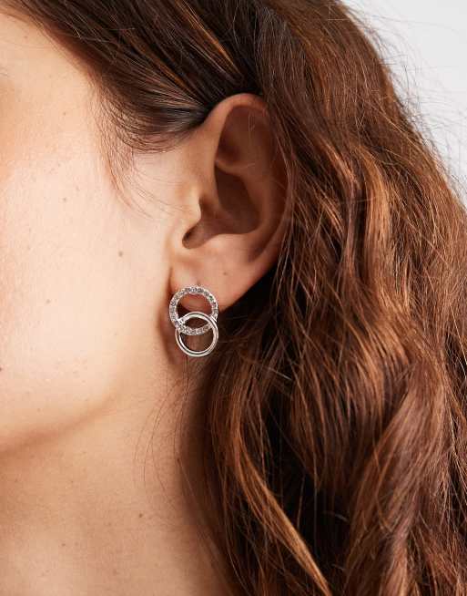 Accessorize – Infinity – Silverfärgade, små, hängande örhängen med stenar, 3 av 3
