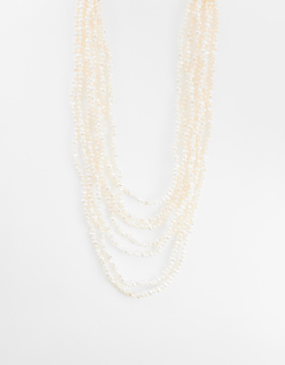 Accessorize Irregular Faux Pearl Layered Necklace-white