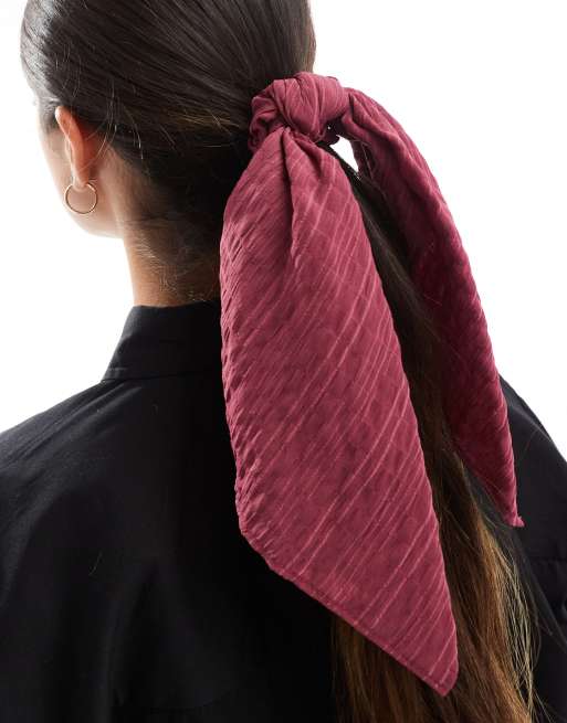 Accessorize – Jagodowa fakturowana gumka do włosów z apaszką, 3 z 4
