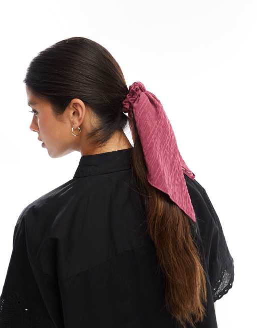 Accessorize – Jagodowa fakturowana gumka do włosów z apaszką, 4 z 4