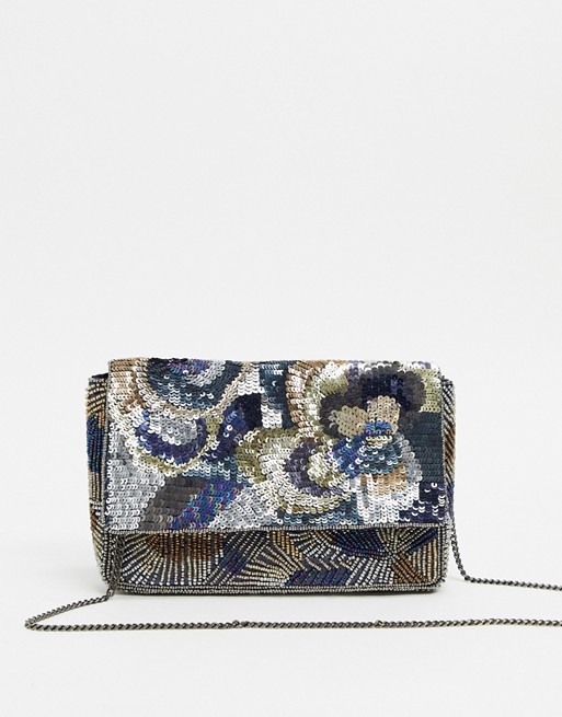 Accessorize Jasmine clutch with beading and sequins