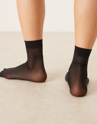 Accessorize Accessorize je t'aime sheer socks in black
