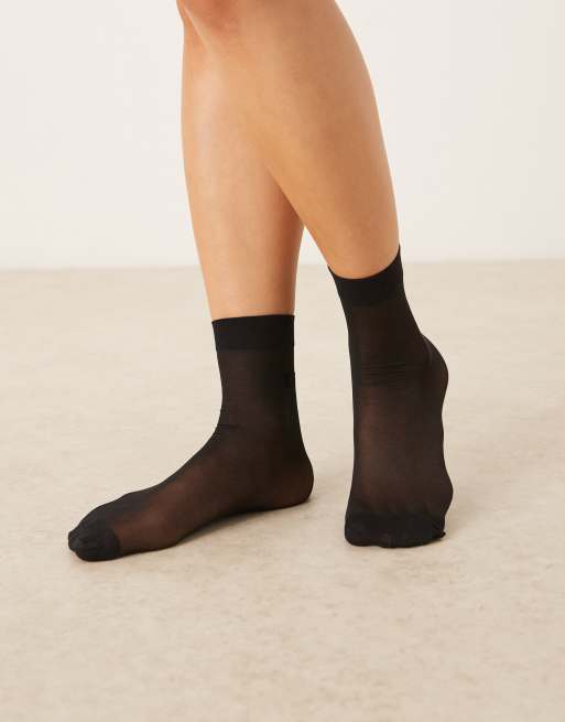 Accessorize je t'aime sheer socks in black