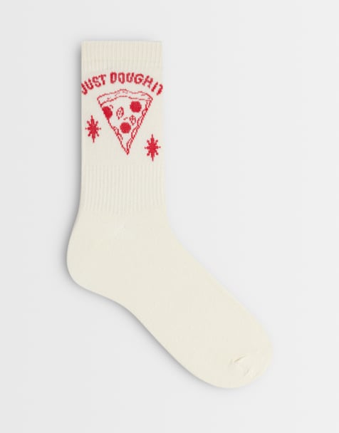 Accessorize 'just dough it' pizza socks in cream - view 1