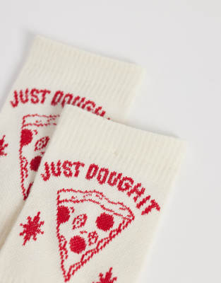 Accessorize Just Dough It Pizza Socks In White