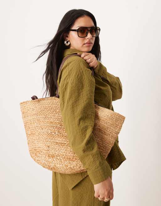 Accessorize Jute basket bag in neutral, 2 of 4