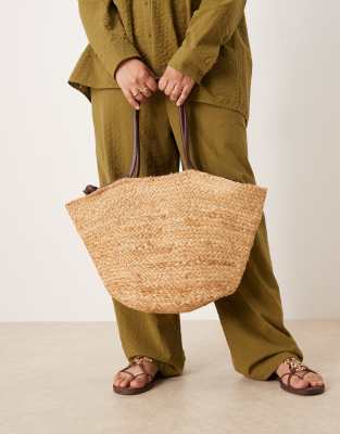 jute blend basket bag in neutral