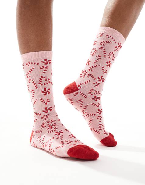 Accessorize - Kerstmis - Grappige sokken met candy canes in roze en rood - view 1