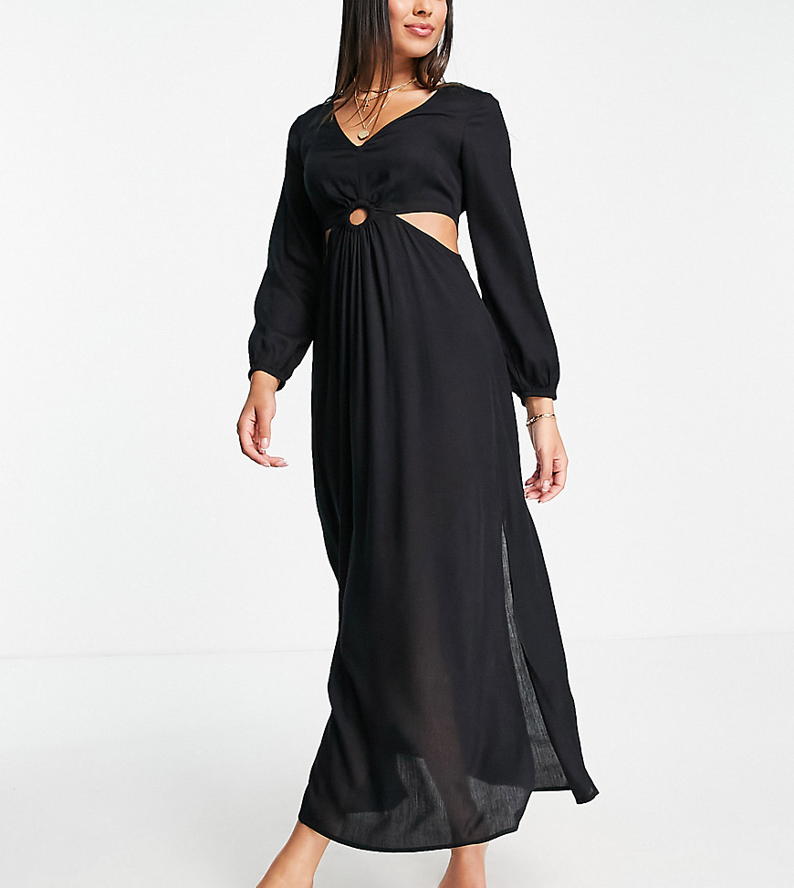 Accessorize keyhole beach summer dress in black