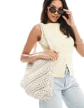 [Accessorize] Accessorize knitted oversized shoulder bag in ecru-White No Size WHITE