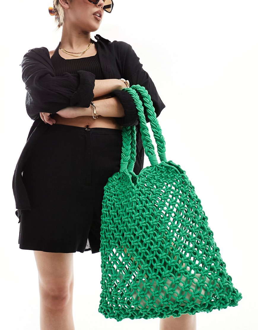 Accessorize knitted tote bag in green