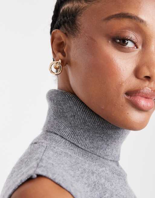 Accessorize knot door knocker stud earrings in gold, 3 of 3